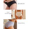 imageFINETOO Womens High Waisted Seamless Underwear Full Coverage Brief Ladies No Show Panties Sexy Lingerie RegularampampPlus SizeBeige