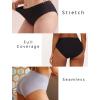 imageFINETOO Womens High Waisted Seamless Underwear Full Coverage Brief Ladies No Show Panties Sexy Lingerie RegularampampPlus SizeBlack