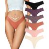 imageFINETOO Seamless Thongs for Women Sexy No Show Panties Invisible Vwaisted Stretch Ladies Underwear 6 Pack XSXLA6pack
