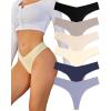 imageFINETOO Seamless Thongs for Women Sexy No Show Panties Invisible Vwaisted Stretch Ladies Underwear 6 Pack XSXLB6pack