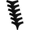imageFINETOO Seamless Thongs for Women Sexy No Show Panties Invisible Vwaisted Stretch Ladies Underwear 6 Pack XSXLBlack6pack