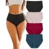 imageFINETOO Womens High Waisted Seamless Underwear Full Coverage Brief Ladies No Show Panties Sexy Lingerie RegularampampPlus SizeBlack  Red  Wood Green  Khaki