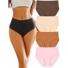 imageFINETOO Womens High Waisted Seamless Underwear Full Coverage Brief Ladies No Show Panties Sexy Lingerie RegularampampPlus SizeMocha Gray  Brick Yellow  Beige  Pink