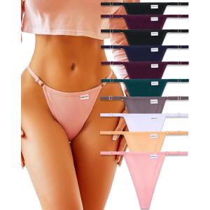 imageFINETOO 10 Pack Adjustable G String Thongs for Women Sexy Underwear Low Rise Womens Thong Cotton Panties for Ladies SXLSeta10pack