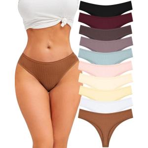 imageFINETOO 10 pack Cotton Thongs for Women Breathable Low Rise Bikini Lady Panties Womens Underwear Sexy SXLSet610pack