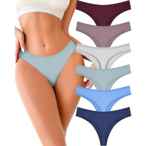 imageFINETOO Cotton Thongs for Women Soft Low Rise Sexy Thong Ladies Panties Womens Underwear 6 Pack SXXXLSet106pack