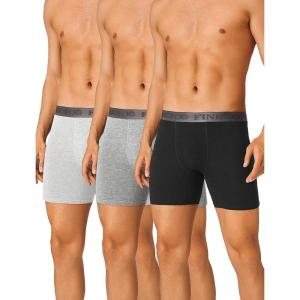 imageFINETOO Mens Underwear Cotton Boxer Briefs Soft Comfort Boxers MoistureWicking Breathable Underwear for Men Pack 3Multicolor B No Fly