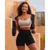 imageFINETOO Workout Sets for Women 4 Pieces Ribbed Crop Tank Shorts Active Gym Exercise High Waisted Sports Yoga Outfit SLPack B