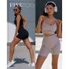 imageFINETOO Workout Sets for Women 4 Pieces Ribbed Crop Tank Shorts Active Gym Exercise High Waisted Sports Yoga Outfit SLPack B