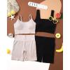 imageFINETOO Workout Sets for Women 4 Pieces Ribbed Crop Tank Shorts Active Gym Exercise High Waisted Sports Yoga Outfit SLPack B