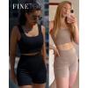 imageFINETOO Workout Sets for Women 4 Pieces Ribbed Crop Tank Shorts Active Gym Exercise High Waisted Sports Yoga Outfit SLPack B