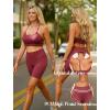 imageWorkout Outfits Sets for Women 4 piece Seamless Backless Tank Sport Bra High Waist Short Yoga Gym Matching Active Set0 Black  Red