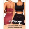 imageWorkout Outfits Sets for Women 4 piece Seamless Backless Tank Sport Bra High Waist Short Yoga Gym Matching Active Set0 Black  Red