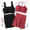 imageWorkout Outfits Sets for Women 4 piece Seamless Backless Tank Sport Bra High Waist Short Yoga Gym Matching Active Set0 Black  Red