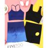 imageWorkout Outfits Sets for Women 4 piece Seamless Backless Tank Sport Bra High Waist Short Yoga Gym Matching Active Set0 Navy  Black