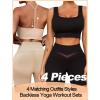 imageWorkout Outfits Sets for Women 4 piece Seamless Backless Tank Sport Bra High Waist Short Yoga Gym Matching Active Set0 Nude  Black