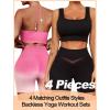 imageWorkout Outfits Sets for Women 4 piece Seamless Backless Tank Sport Bra High Waist Short Yoga Gym Matching Active Set0 Pink  Black