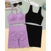 imageWorkout Outfits Sets for Women 4 piece Seamless Backless Tank Sport Bra High Waist Short Yoga Gym Matching Active Set0 Purple  Black