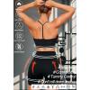 imageWorkout Outfits Sets for Women 4 piece Seamless Backless Tank Sport Bra High Waist Short Yoga Gym Matching Active SetBlack  Black