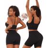 imageWorkout Outfits Sets for Women 4 piece Seamless Backless Tank Sport Bra High Waist Short Yoga Gym Matching Active SetBlack  Black