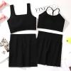 imageWorkout Outfits Sets for Women 4 piece Seamless Backless Tank Sport Bra High Waist Short Yoga Gym Matching Active SetBlack  Black