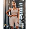 imageWorkout Outfits Sets for Women 4 piece Seamless Backless Tank Sport Bra High Waist Short Yoga Gym Matching Active SetLight Khaki  Light Khaki