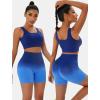 imageWorkout Outfits Sets for Women 4 piece Seamless Backless Tank Sport Bra High Waist Short Yoga Gym Matching Active SetNavy  Navy