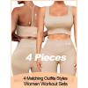 imageWorkout Outfits Sets for Women 4 piece Seamless Backless Tank Sport Bra High Waist Short Yoga Gym Matching Active SetNude  Nude
