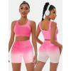 imageWorkout Outfits Sets for Women 4 piece Seamless Backless Tank Sport Bra High Waist Short Yoga Gym Matching Active SetPink  Pink
