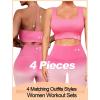 imageWorkout Outfits Sets for Women 4 piece Seamless Backless Tank Sport Bra High Waist Short Yoga Gym Matching Active SetPink  Pink