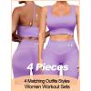 imageWorkout Outfits Sets for Women 4 piece Seamless Backless Tank Sport Bra High Waist Short Yoga Gym Matching Active SetPurple  Purple
