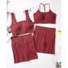 imageWorkout Outfits Sets for Women 4 piece Seamless Backless Tank Sport Bra High Waist Short Yoga Gym Matching Active SetRed  Red
