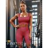 imageWorkout Outfits Sets for Women 4 piece Seamless Backless Tank Sport Bra High Waist Short Yoga Gym Matching Active SetRed  Red