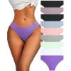 imageFINETOO 9 Pack Cotton Underwear for Women Sexy Low Rise Ribbed Hipster Breathable Soft Womens Bikini Panties Cheeky SXXXLSeta9pack