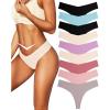 imageFINETOO 9 Pack Seamless Thongs for Women No Show Underwear V Waisted Comfortable Sexy Thong Panties XSXLC9pack