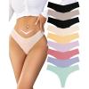 imageFINETOO 9 Pack Seamless Thongs for Women No Show Underwear V Waisted Comfortable Sexy Thong Panties XSXLD9pack