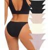 imageFINETOO Seamless Underwear for Women High Cut String Bikini Panties Low Rise Hipster Ladies Sexy Cheeky Underwear BriefF 9packblack3 Nude2 Brown2 Ivory2