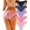 imageFINETOO Underwear for Women Lace Sexy Hipster V Cut No Show Bikini Panties Seamless Cheeky 5 Pack SXLOption a