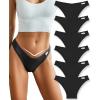 imageFINETOO Womens Cotton Underwear Sexy Stretch Bikini Panties Low Rise Hipster Ladies Soft VWaist CheekyBlack