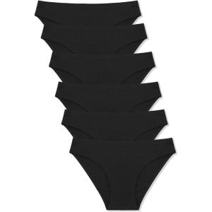 imageFINETOO 6 Pack Womens Seamless Hipster Underwear No Show Panties Invisibles Briefs Soft Stretch Bikini Underwears XSXLBlack