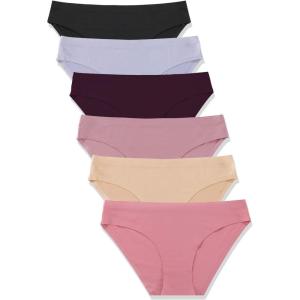 imageFINETOO 6 Pack Womens Seamless Hipster Underwear No Show Panties Invisibles Briefs Soft Stretch Bikini Underwears XSXLSolid 1
