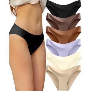imageFINETOO 6 Pack Womens Seamless Hipster Underwear No Show Panties Invisibles Briefs Soft Stretch Bikini Underwears XSXLSolid 13