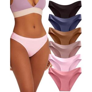 imageFINETOO 6 Pack Womens Seamless Hipster Underwear No Show Panties Invisibles Briefs Soft Stretch Bikini Underwears XSXLSolid 14