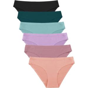 imageFINETOO 6 Pack Womens Seamless Hipster Underwear No Show Panties Invisibles Briefs Soft Stretch Bikini Underwears XSXLSolid 3