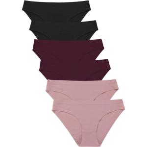 imageFINETOO 6 Pack Womens Seamless Hipster Underwear No Show Panties Invisibles Briefs Soft Stretch Bikini Underwears XSXLSolid 4