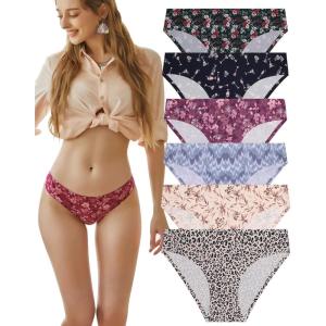 imageFINETOO 6 Pack Womens Seamless Hipster Underwear No Show Panties Invisibles Briefs Soft Stretch Bikini Underwears XSXLSolid 6