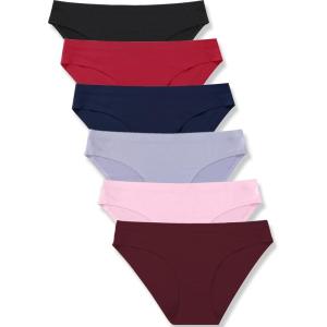 imageFINETOO 6 Pack Womens Seamless Hipster Underwear No Show Panties Invisibles Briefs Soft Stretch Bikini Underwears XSXLSolid 7