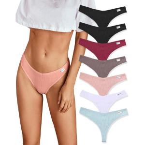 imageFINETOO 7 Pack Womens Thongs Underwear Cotton Breathable Low Rise Hipster Panties Sexy SXL7pack Thongs