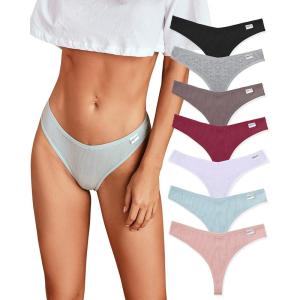 imageFINETOO 7 Pack Womens Thongs Underwear Cotton Breathable Low Rise Hipster Panties Sexy SXL7pack Thongs B