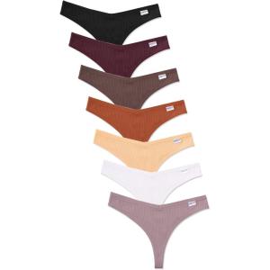 imageFINETOO 7 Pack Womens Thongs Underwear Cotton Breathable Low Rise Hipster Panties Sexy SXL7pack Thongs G